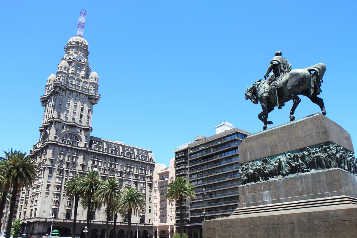 Salvo Palace and the Plaza da Independencia in Montevideo, Uruguay.